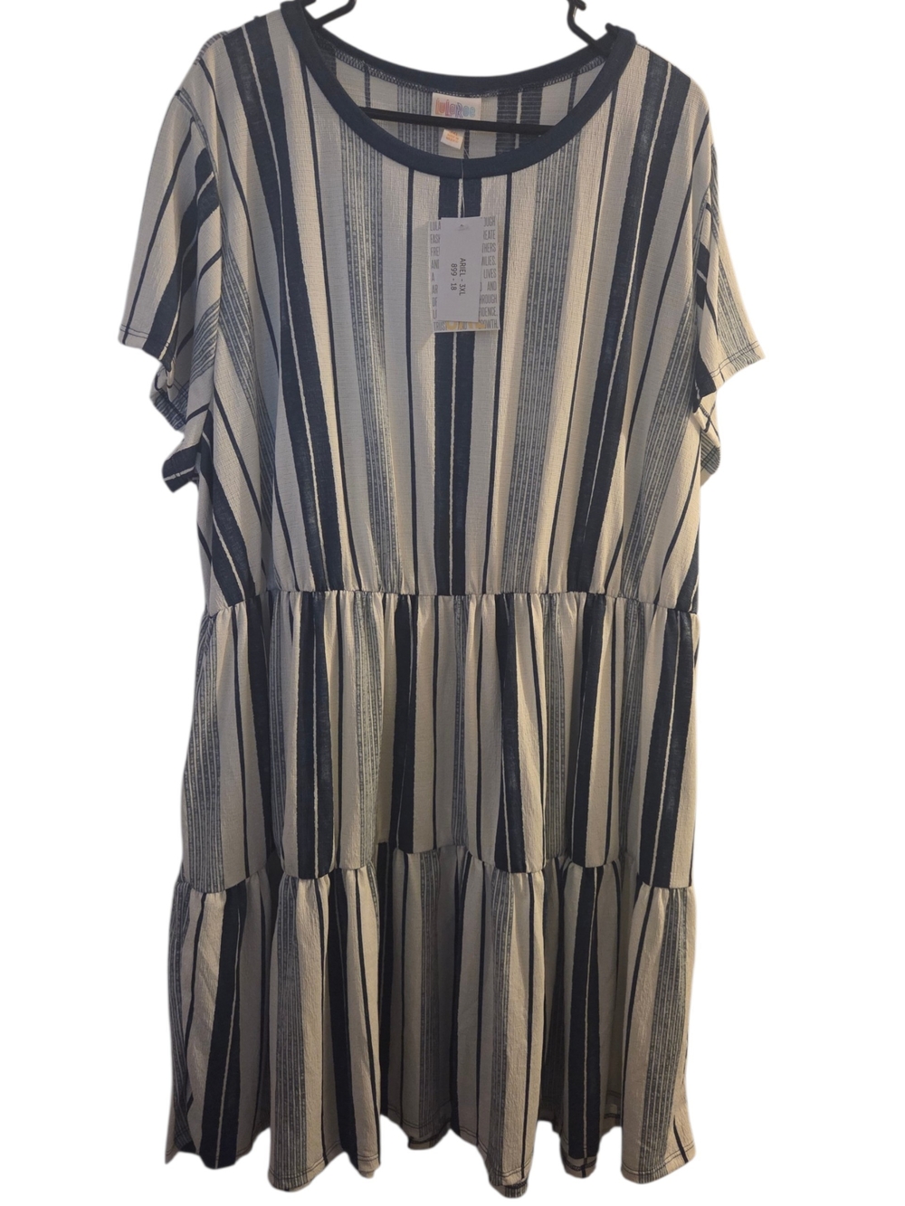 LuLaRoe Black and White Vertical Stripe Midi Dress